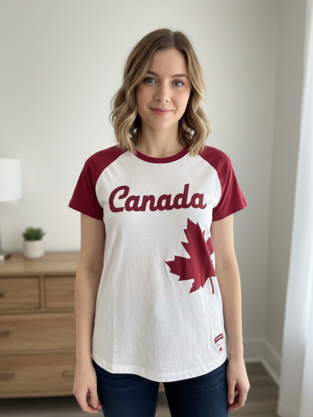 Canada Graphic Raglan Tee - White with Red Accents